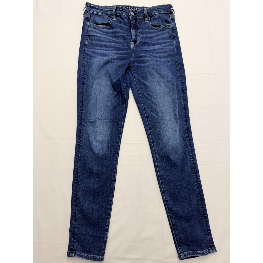 American Eagle Outfitters Skinny Jeans Womens 10 Blue Med Wash High Rise 32x29.5